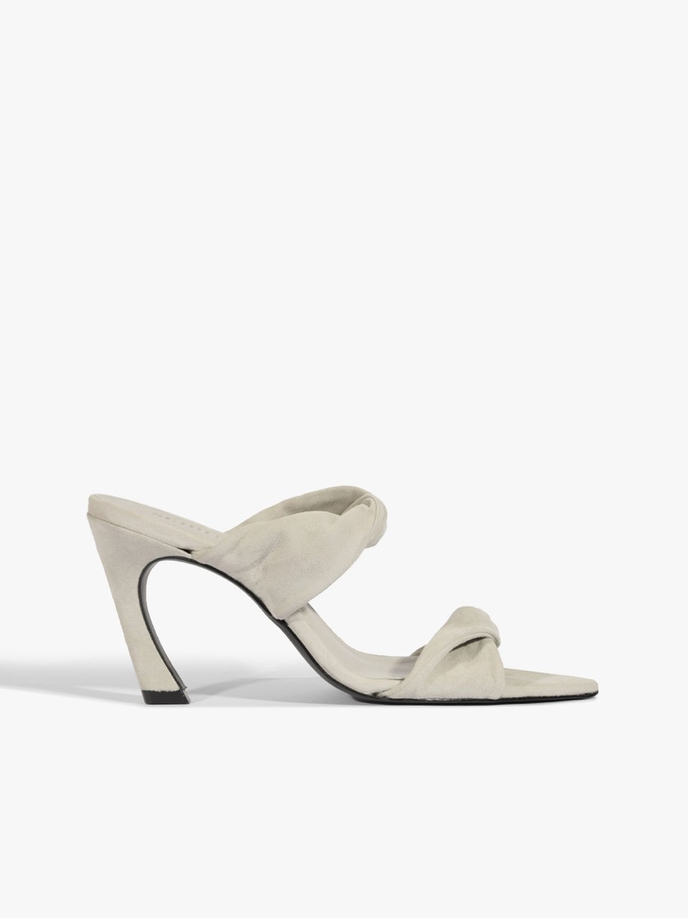 Schutz Meline Suede Knotted Mule Heels Light Gray Pointed Toe Sandals Size 7.5 - Picture 10 of 10